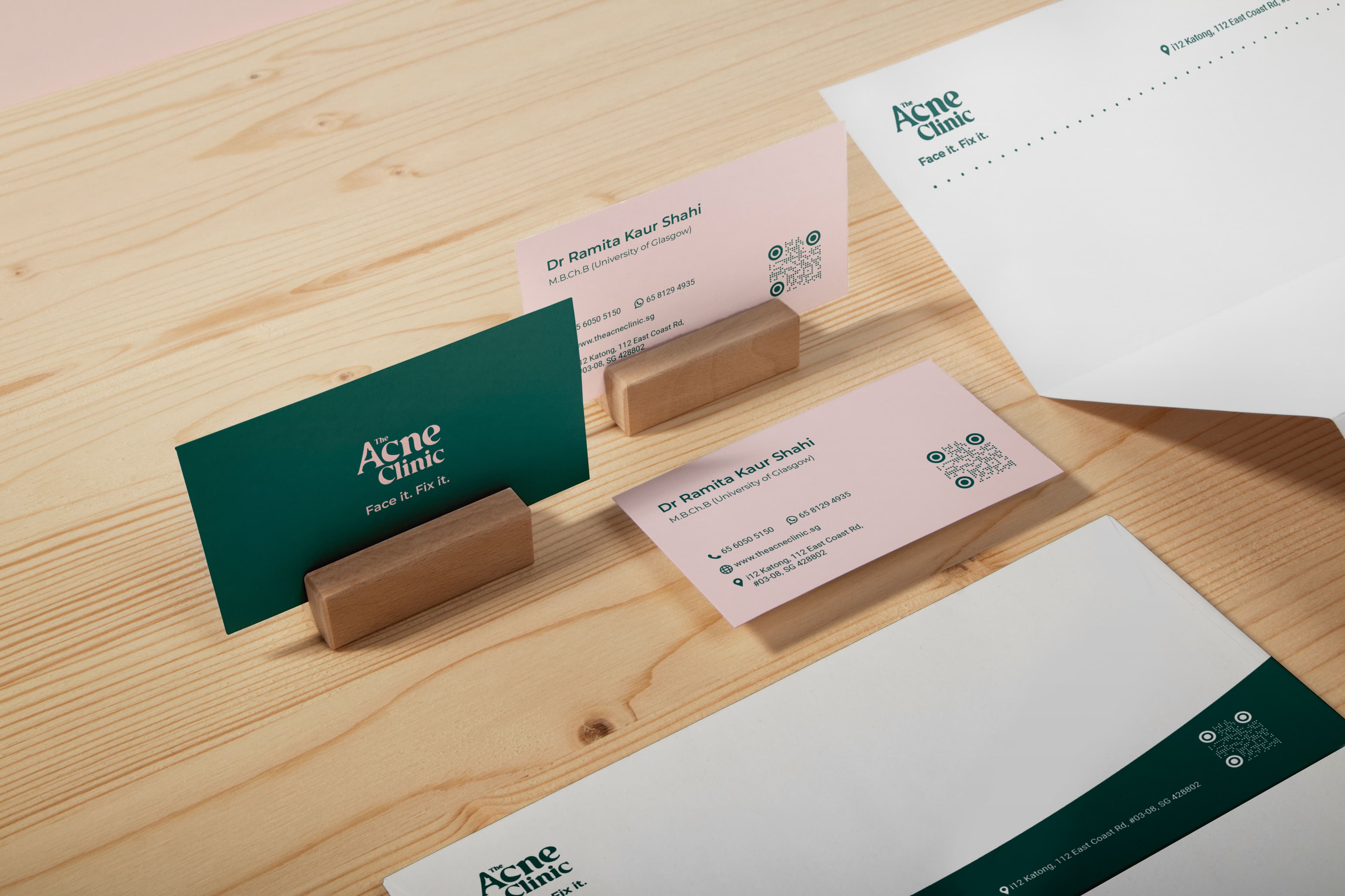 The Acne Clinic brand identity and clinic collateral